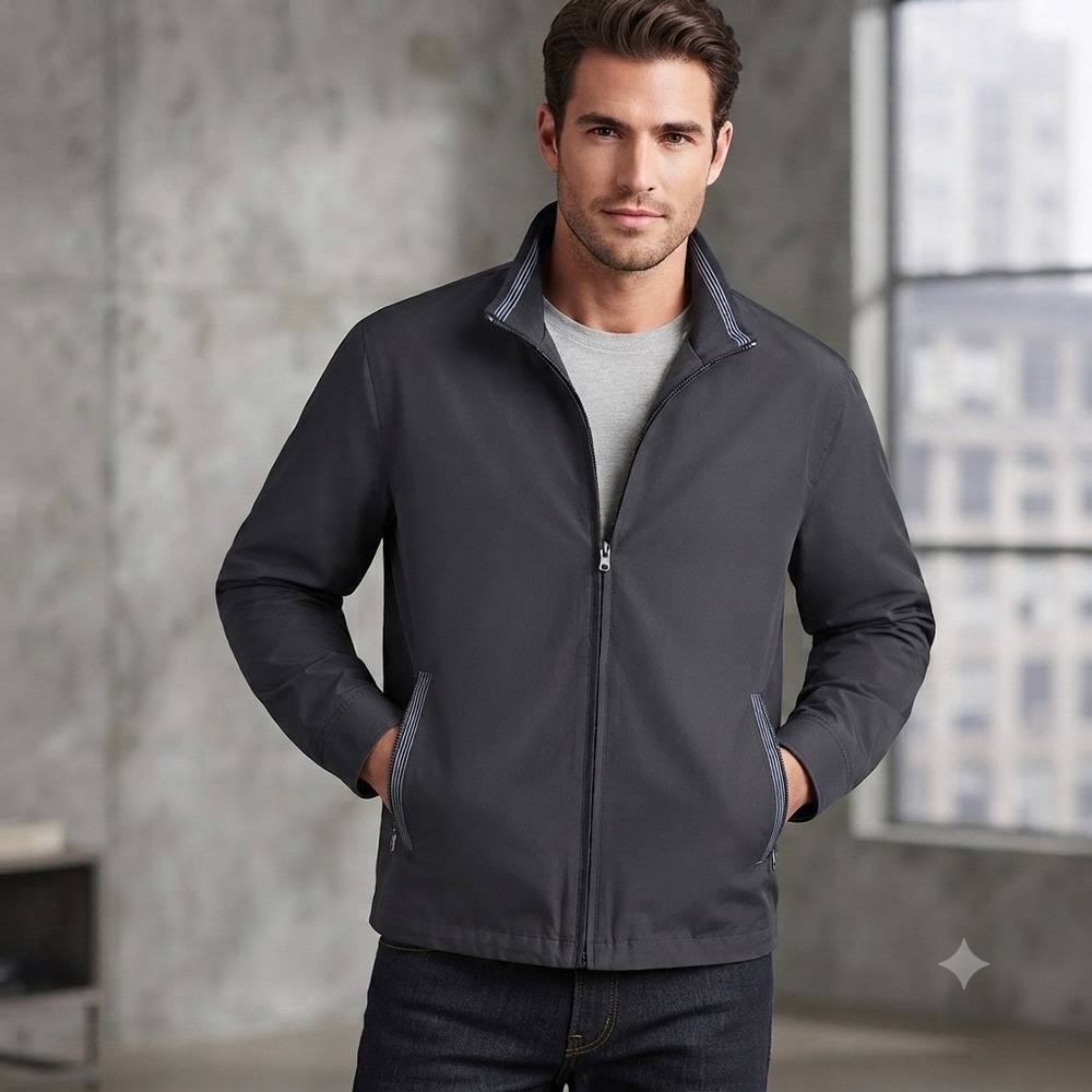Guy Laroche Paris Mens Navy Blue Full Zip Windbreaker Jacket Size 105 Large